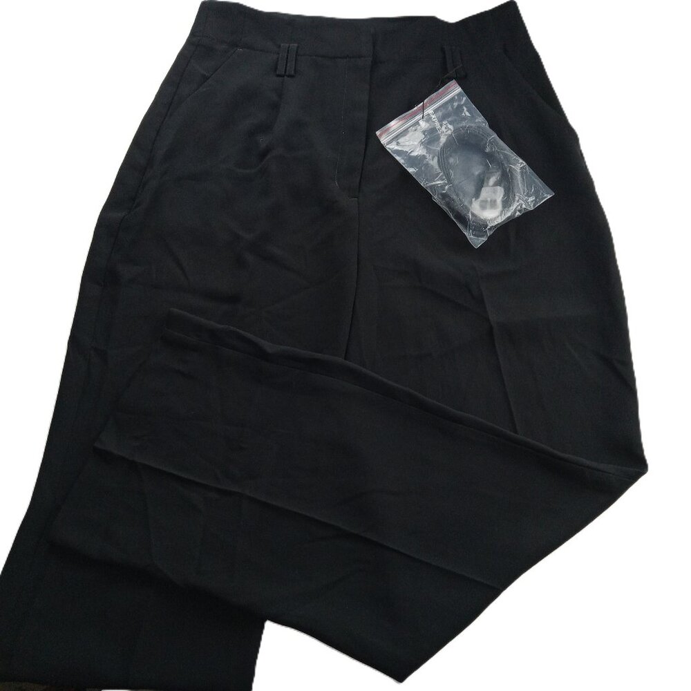 Express Women's Super High Rise Wide Leg Pant Size 14S Black Belted Pleated